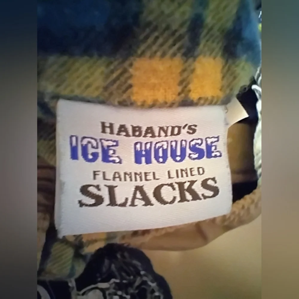 Men’s Haband's‎ Ice House Flannel Lined Slacks Sz 44S Khaki/Plaid Cozy Warm